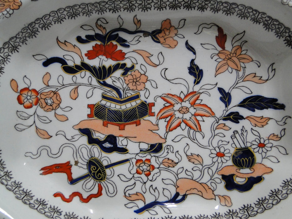 Mason's MAS22, Imari Floral: Oval Serving Bowl & Lid, 13 1/2" x 10 1/4"