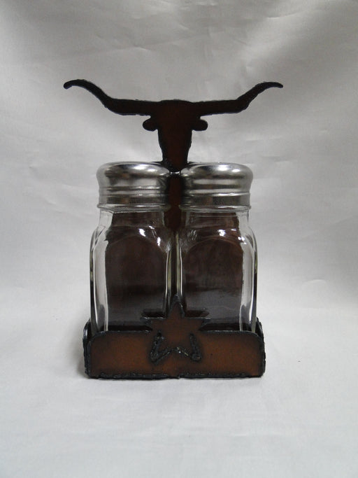Rustic Ironwerks: NEW Longhorn Holder w/ Salt & Pepper Shakers, 11 Holes, 4"