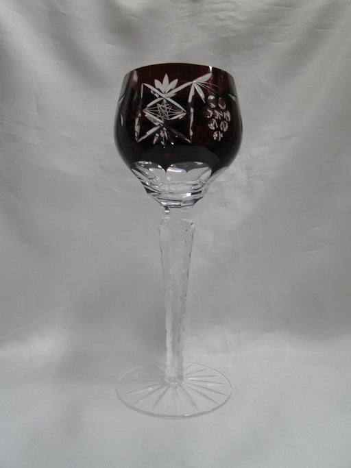 Bohemian Czech Grapes Cut to Clear: Ruby Red Wine Hock, 8 1/4", Nick, CR#120
