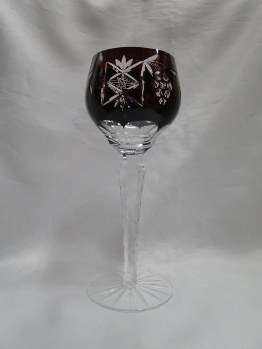 Bohemian Czech Grapes Cut to Clear: Ruby Red Wine Hock, 8 1/4", Nick, CR#120