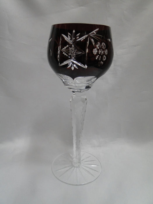 Bohemian Czech Grapes Cut to Clear: Ruby Red Wine Hock, 8 1/4", Nick, CR#120
