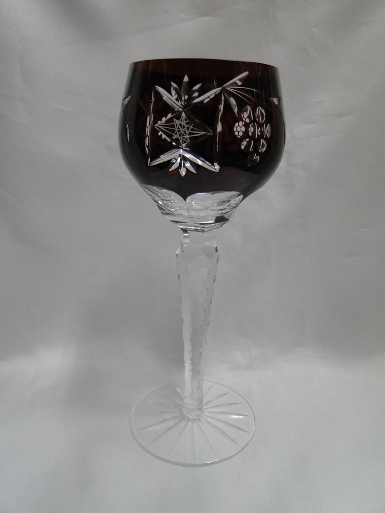Bohemian Czech Grapes Cut to Clear: Ruby Red Wine Hock, 8 1/4", Nick, CR#120