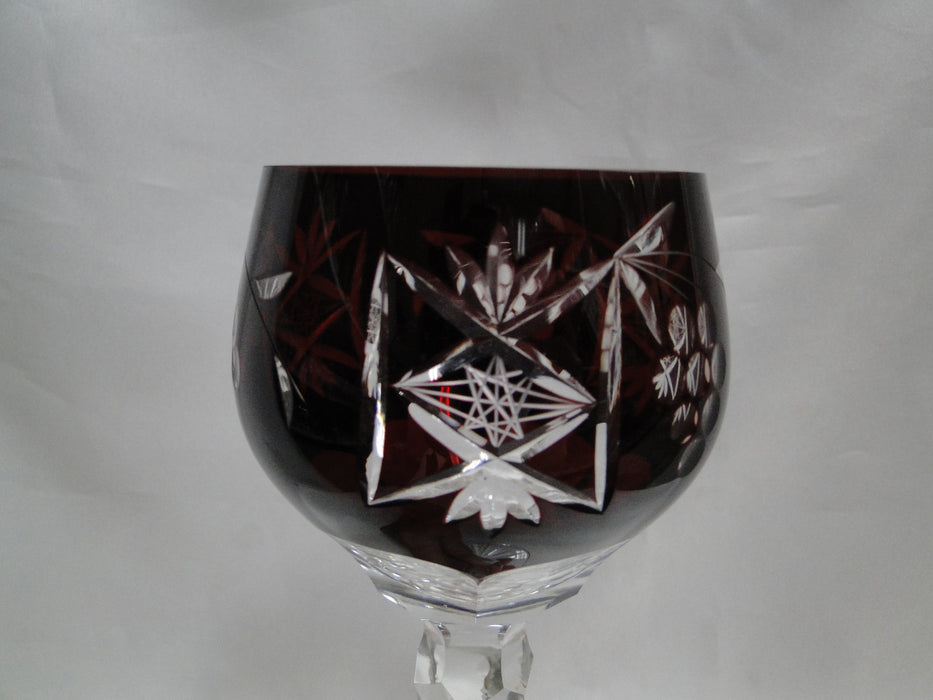 Bohemian Czech Grapes Cut to Clear: Ruby Red Wine Hock, 8 1/4", Nick, CR#120