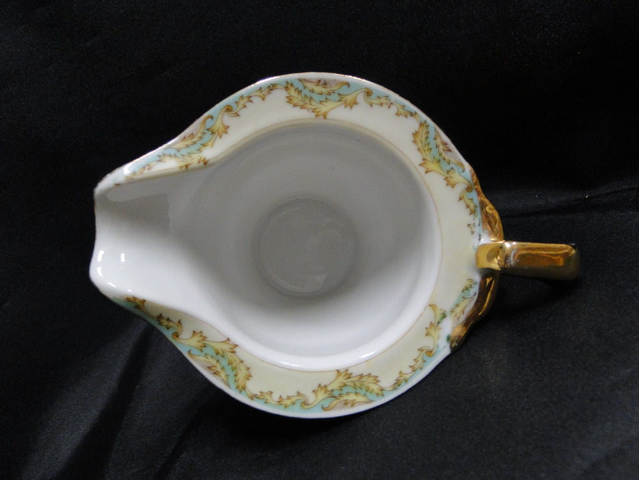 ESCO (Japan) ESO20, Floral Vases, Green Edge: Creamer / Cream Pitcher, 3 1/2"