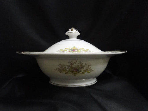 ESCO (Japan) ESO20, Floral Vases, Green Edge: Round Serving Bowl w/ Lid