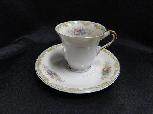 ESCO (Japan) ESO20, Floral Vases, Green Edge: Demitasse Cup & Saucer Set (s)