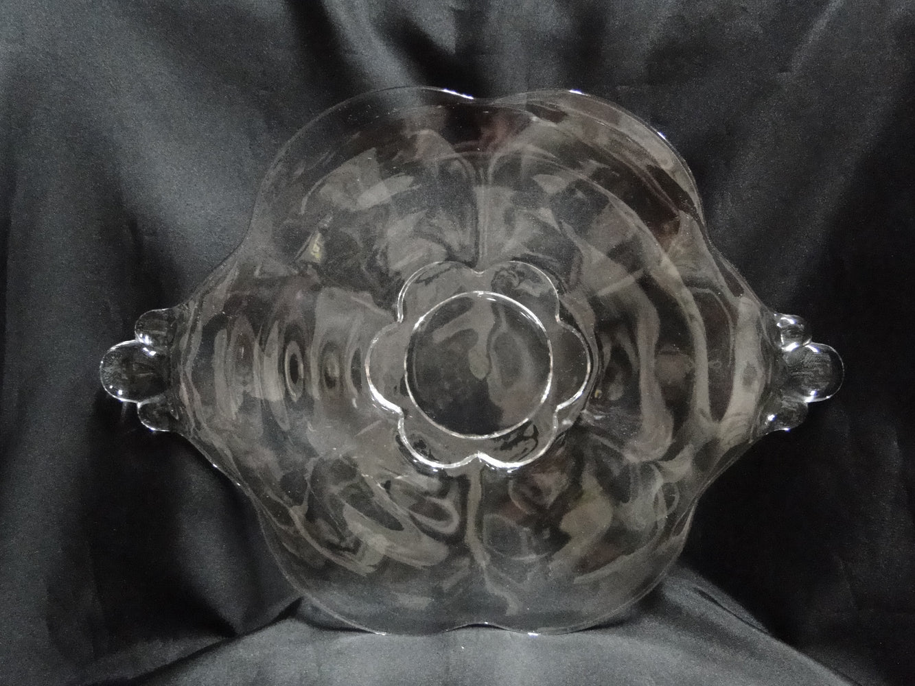 Clear Glass Flower Shape Handled Cake Plate / Platter, 14" --  MG#185