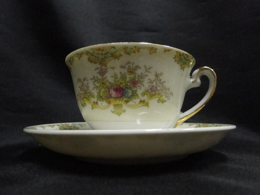 ESCO (Japan) ESO20, Floral Vases, Green Edge: Cup & Saucer Set (s), 2 3/8"