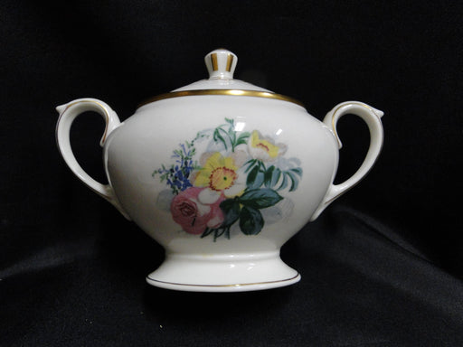 Lamberton Spring Garden, Pink & Yellow Flowers: Sugar Bowl & Lid, 5"