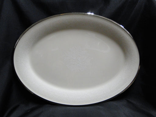 Lenox Moonspun, White Flowers, Platinum: Oval Serving Platter, 16 1/2", Lt Wear