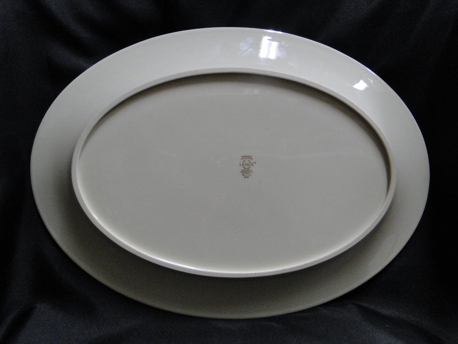 Lenox Moonspun, White Flowers, Platinum: Oval Serving Platter, 16 1/2", Lt Wear