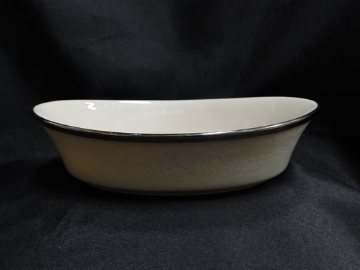 Lenox Moonspun, White Flowers, Platinum: Oval Serving Bowl, 8 5/8"