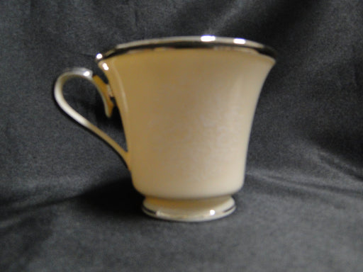 Lenox Moonspun, White Flowers, Platinum: Cup & Saucer Set, 3”, Trim Wear