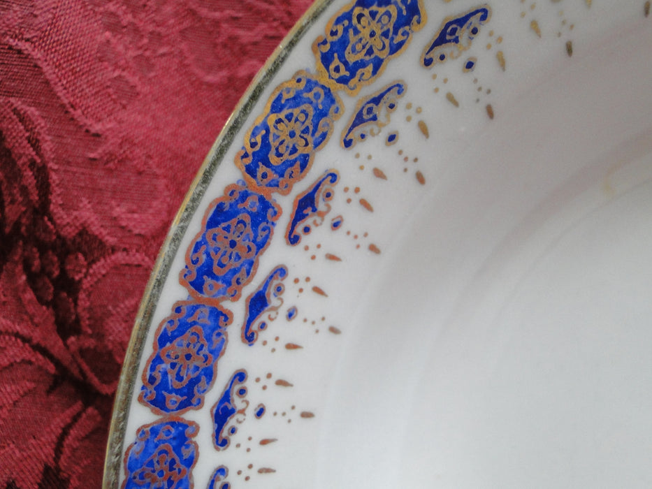 Custom Porcelain Royal Blue on White w/ Gold: Oval Serving Bowl, 10"