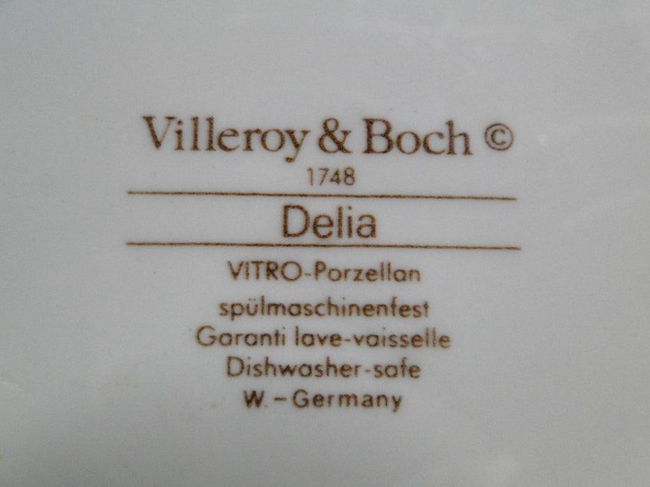 Villeroy & Boch Delia, Floral Center & Rim, Blue Trim: Salad Plate (s), 8 3/8"