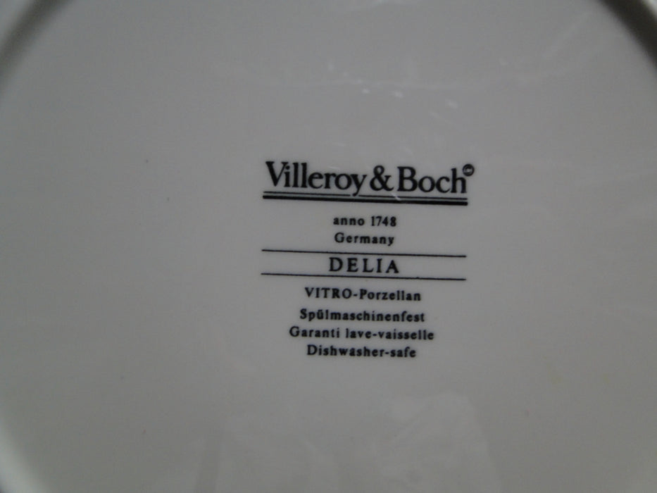 Villeroy & Boch Delia, Floral Center & Rim, Blue Trim: Salad Plate (s), 8 3/8"