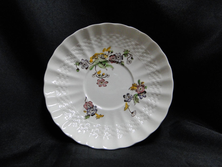 Spode Wicker Lane, Basket Weave, Florals: Cup & Saucer Set, Crazing & Chip