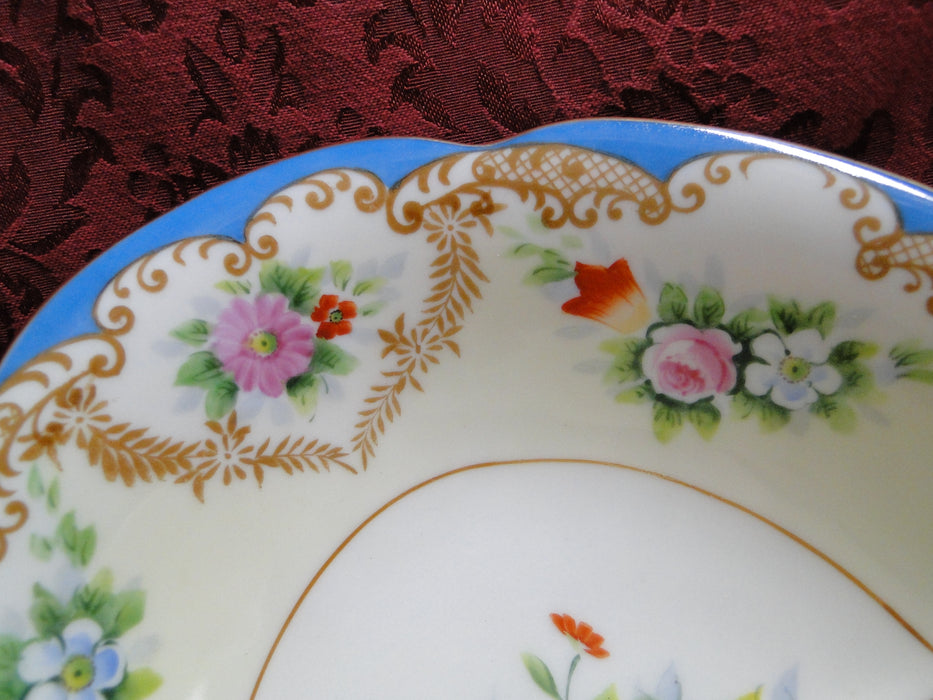 Noritake Multicolored Floral w/ Blue Edge: 2 Part Divided Bowl, 10 3/8",  As Is