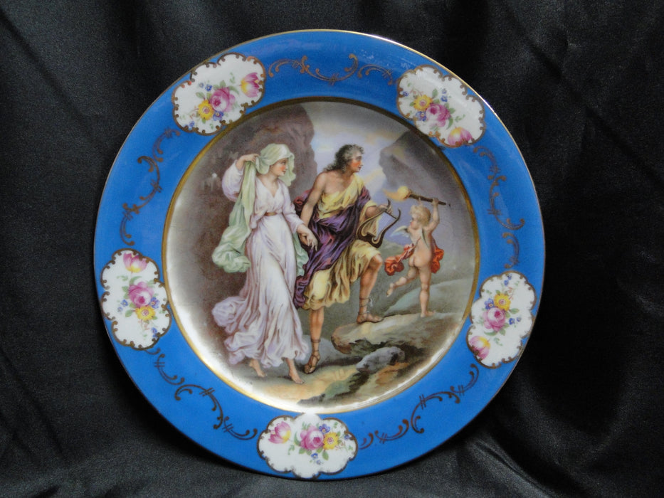 Beyer & Bock Hand Painted Scene, Blue Rim: Dinner Plate (s), 11”, Scene A