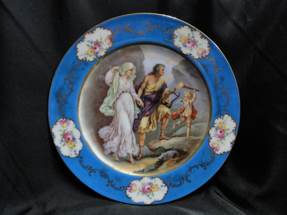 Beyer & Bock Hand Painted Scene, Blue Rim: Dinner Plate (s), 11”, Scene A