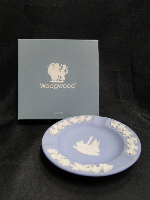 Wedgwood Jasperware, Cream Scene on Lavender Blue: 3 Slot Ashtray, 4 1/2" w/ Box