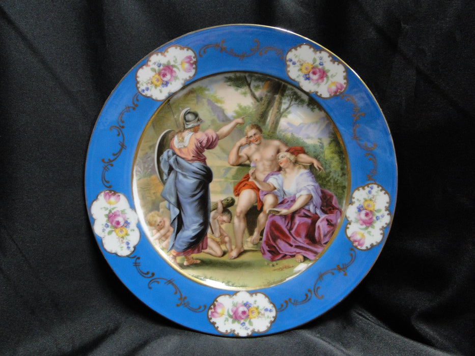 Beyer & Bock Hand Painted Scene, Blue Rim: Dinner Plate (s), 11”, Scene C