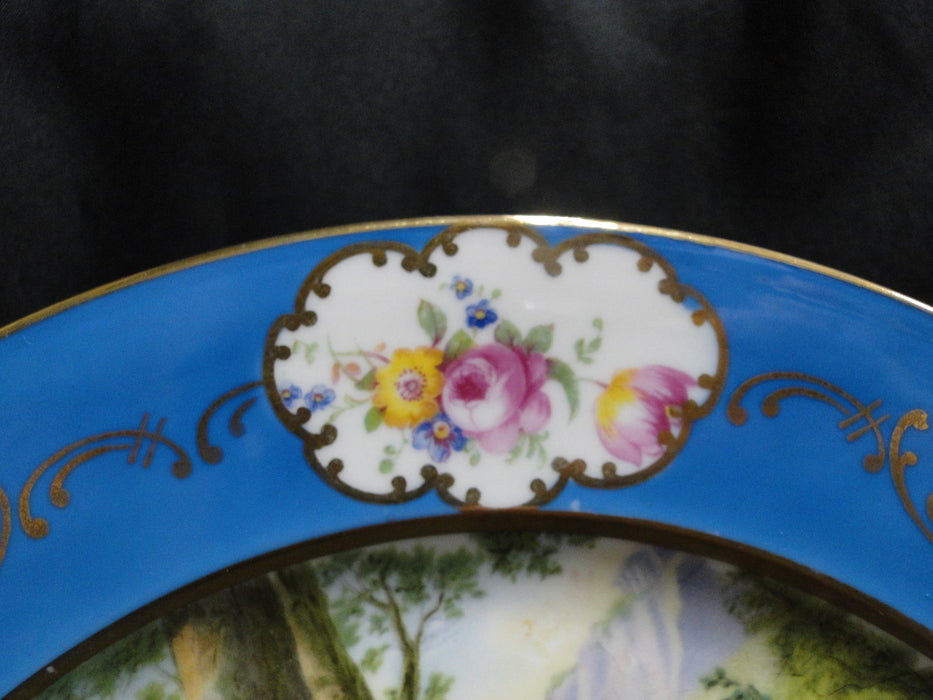 Beyer & Bock Hand Painted Scene, Blue Rim: Dinner Plate (s), 11”, Scene C