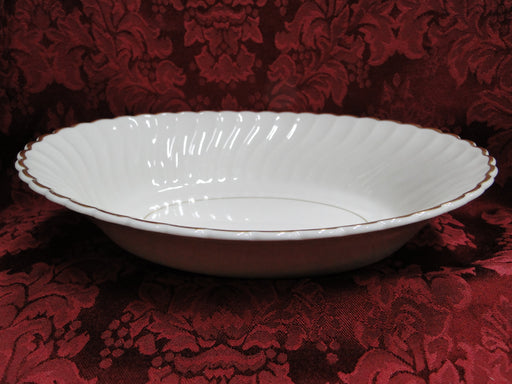 Syracuse Standish, White Swirl, Gold Trim: Oval Serving Bowl, 10" x 7 1/2"