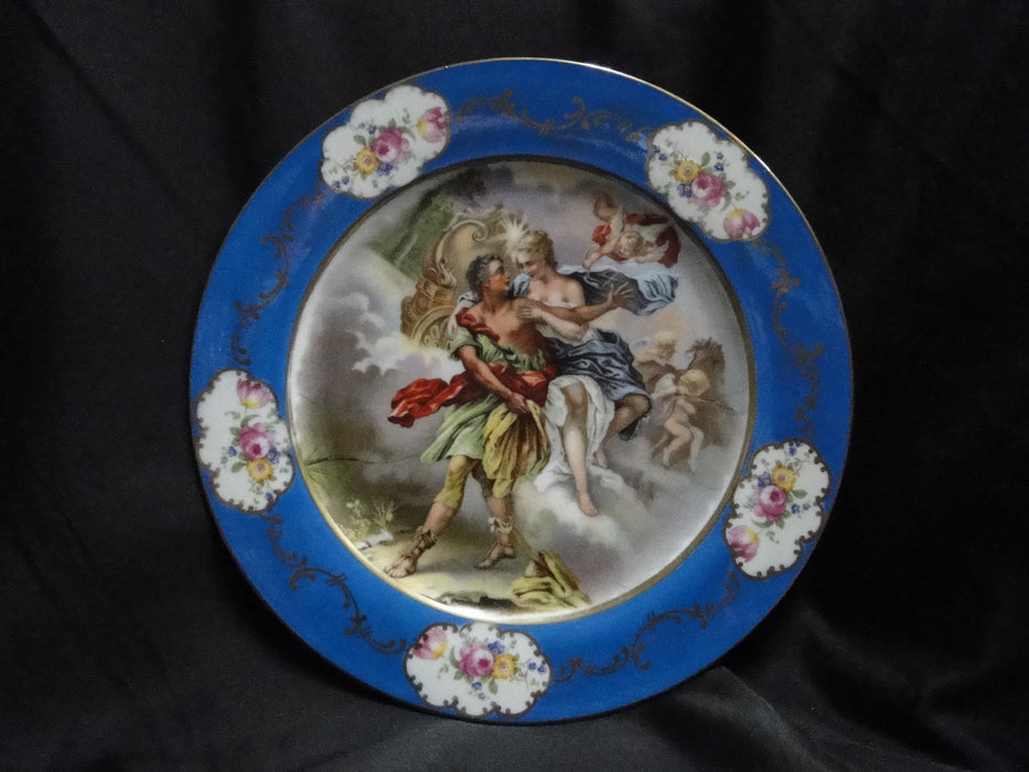 Beyer & Bock Hand Painted Scene, Blue Rim: Dinner Plate (s), 11”, Scene D