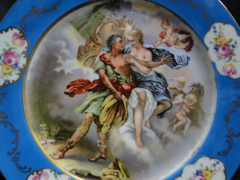 Beyer & Bock Hand Painted Scene, Blue Rim: Dinner Plate (s), 11”, Scene D