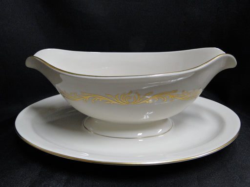 Pickard Victoria, Ivory w/ Gold Scrolls: Gravy Boat w/ Attached Underplate