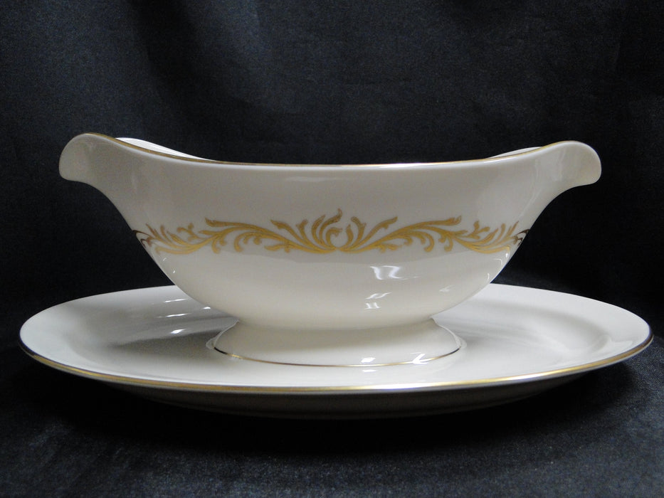 Pickard Victoria, Ivory w/ Gold Scrolls: Gravy Boat w/ Attached Underplate