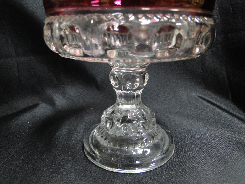 Tiffin King's Crown Ruby Flashed, 4016: Compote, 5 1/4" Tall x 5" Diameter