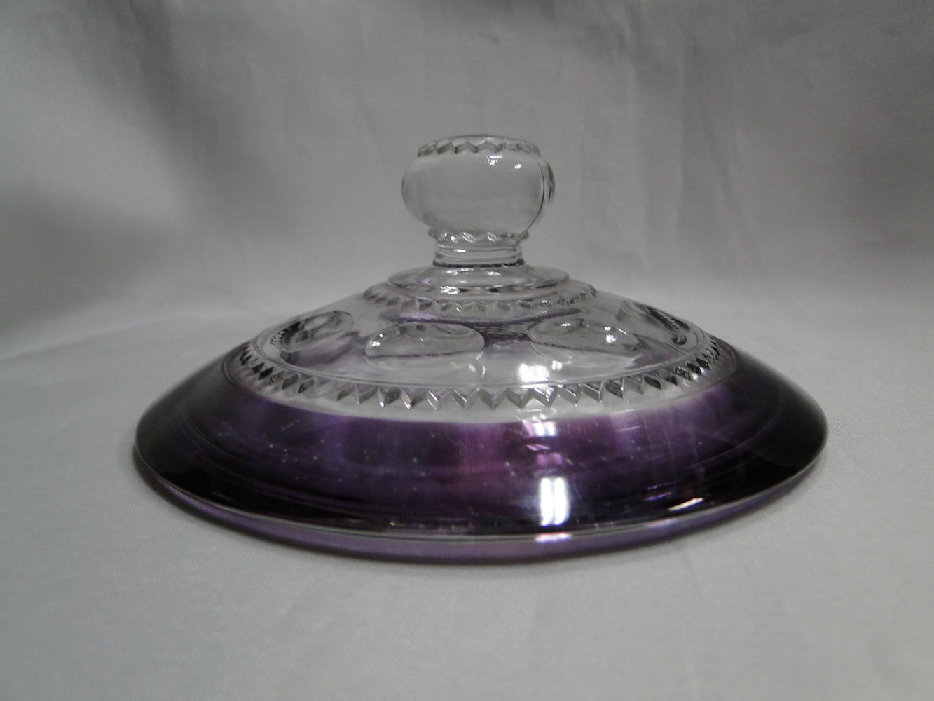 Tiffin King's Crown / Antique Thumbprint Amethyst, 4016: Compote Lid, 5 1/4"