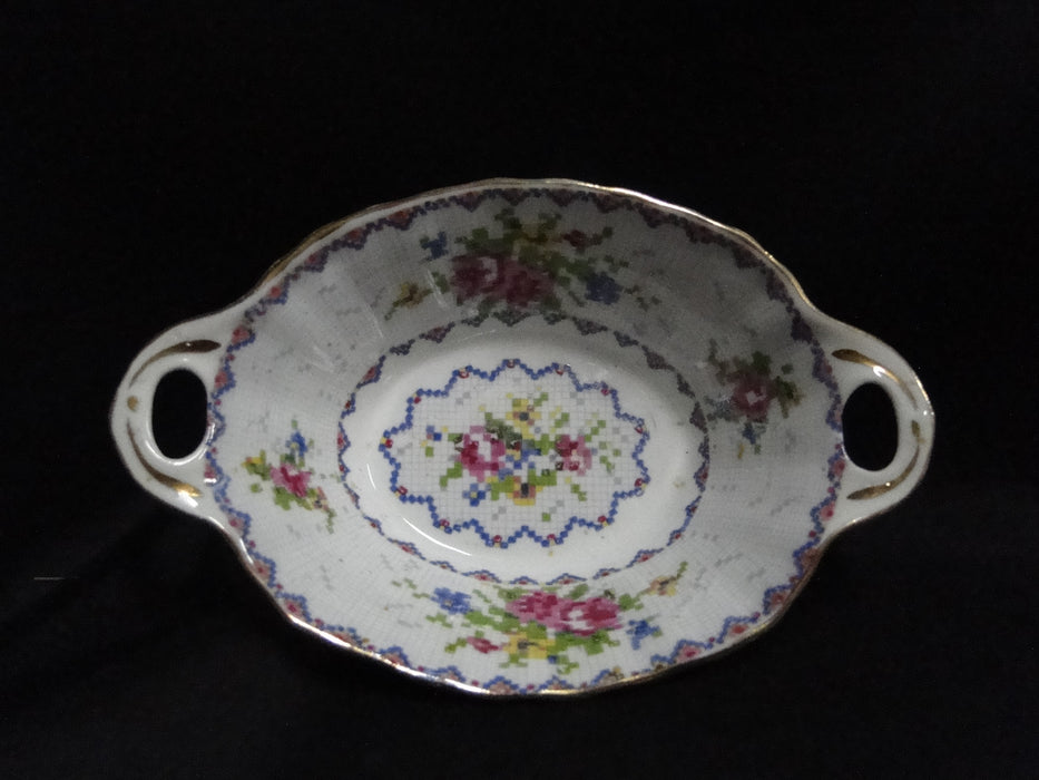 Royal Albert Petit Point, Floral Embroidery: Oval Sweet Meat Dish, 5 3/4"