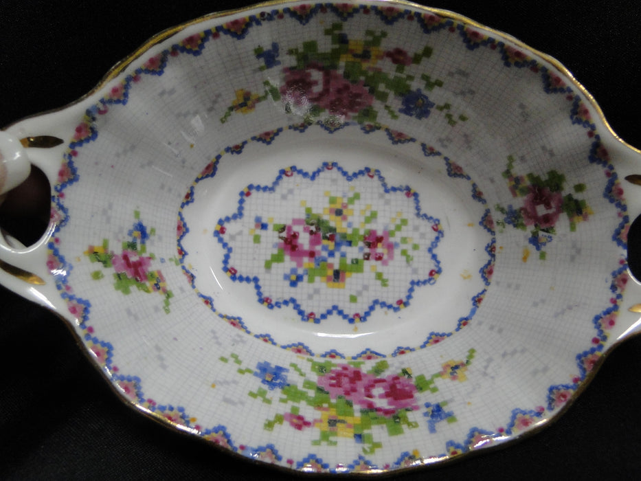 Royal Albert Petit Point, Floral Embroidery: Oval Sweet Meat Dish, 5 3/4"