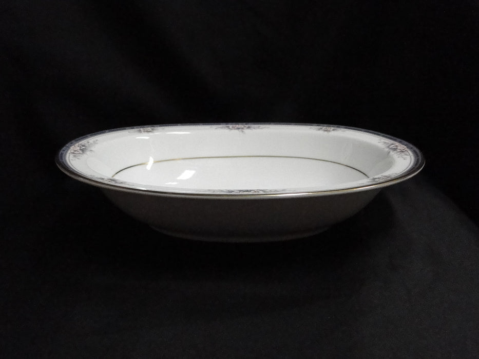 Noritake Ontario, 3763: Blue Gray Band, Floral: Oval Serving Bowl, 10 1/8"