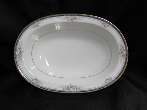 Noritake Ontario, 3763: Blue Gray Band, Floral: Oval Serving Bowl, 10 1/8"