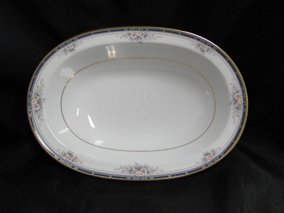 Noritake Ontario, 3763: Blue Gray Band, Floral: Oval Serving Bowl, 10 1/8"