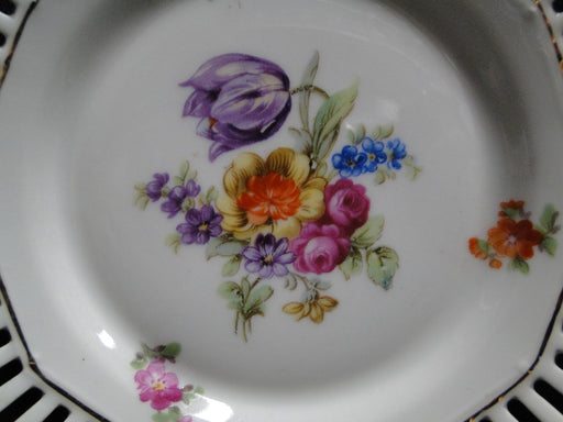 Schumann SCH308, Dresden Floral Center, Pierced Rim: Coaster, 4 3/4", As Is