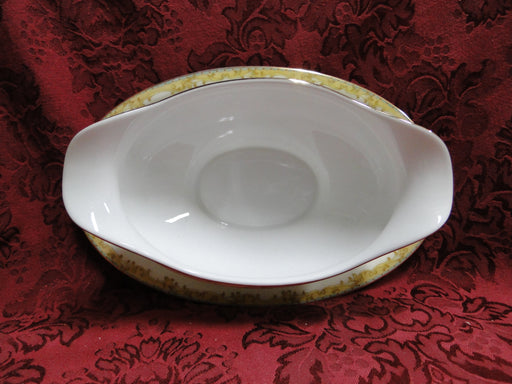 Noritake Tan Scrolls Around Multicolored Florals w/ Teal Edge: Gravy w/ Plate