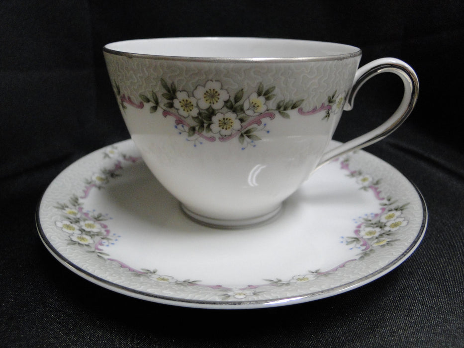 Franconia / Krautheim Priscilla, Gray & Pink: Cup & Saucer Set, 2 1/2"