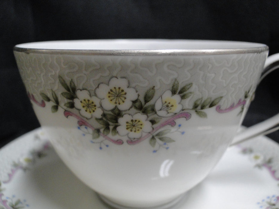 Franconia / Krautheim Priscilla, Gray & Pink: Cup & Saucer Set, 2 1/2"