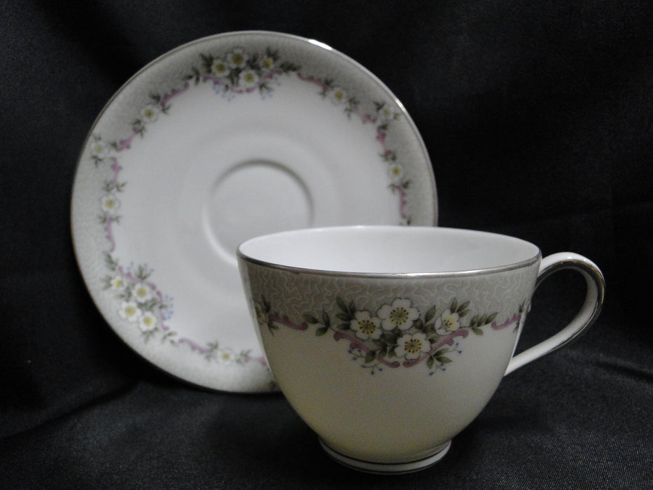 Franconia / Krautheim Priscilla, Gray & Pink: Cup & Saucer Set, 2 1/2"