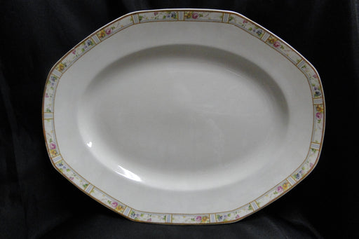 Grindley Carmona, Pink, Yellow, Blue Flowers: Oval Platter, 16", As Is, Crazing