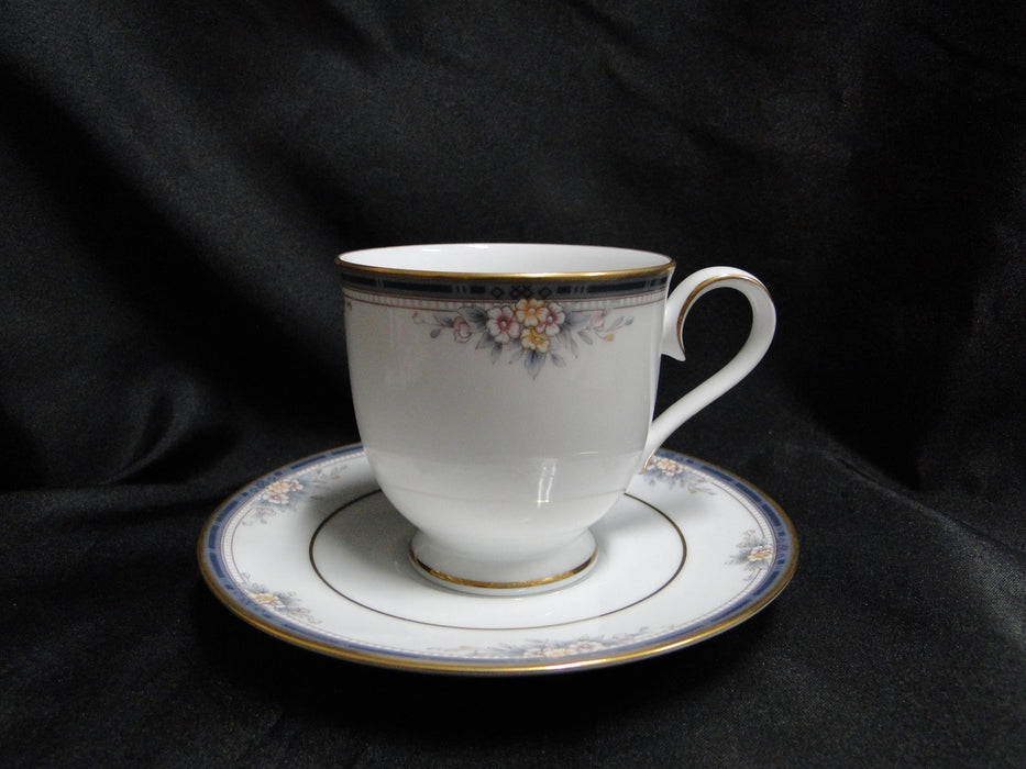 Noritake Ontario, 3763: Blue Gray Band, Floral: Cup & Saucer Set (s), 3" Tall
