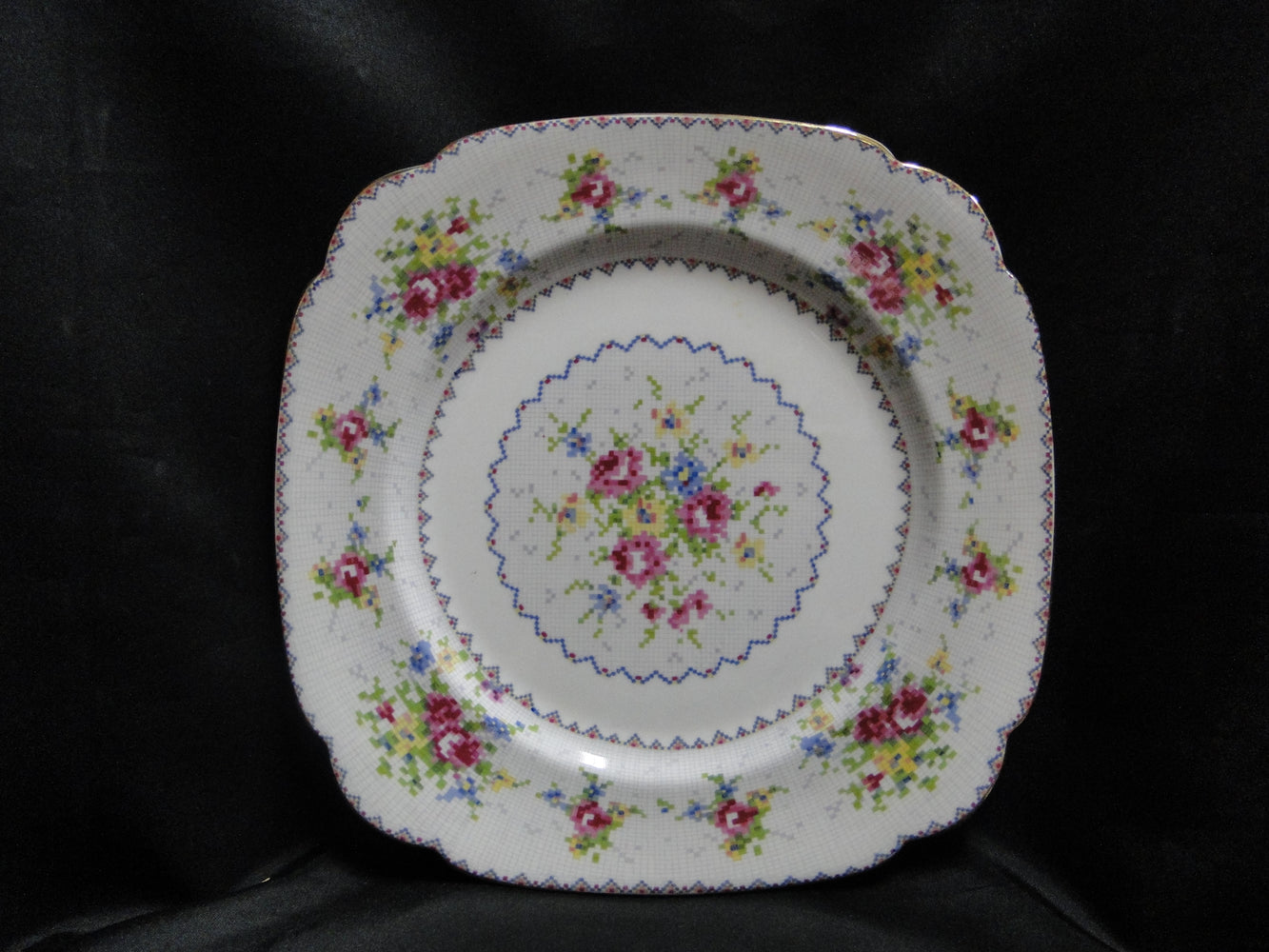 Royal Albert Petit Point, Floral Embroidery: Square Dinner Plate (s), 9 5/8"