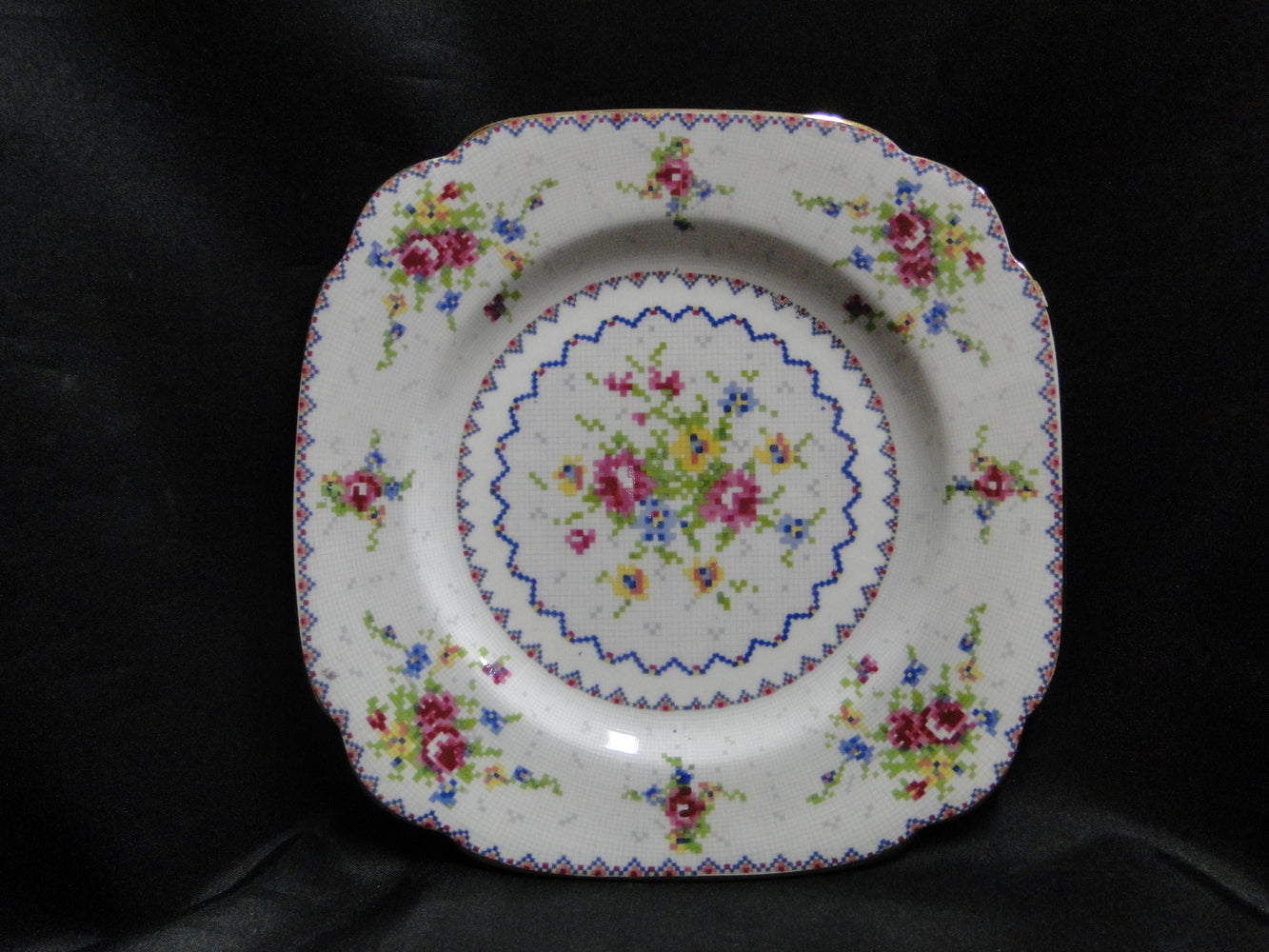 Royal Albert Petit Point, Floral Embroidery: Square Salad Plate (s), 7 5/8"