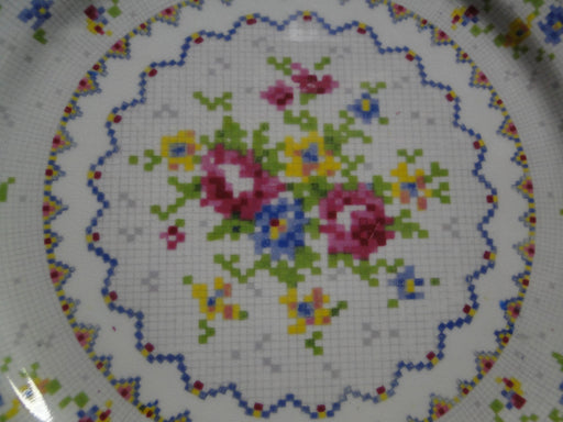 Royal Albert Petit Point, Floral Embroidery: Square Dessert Plate 6 3/4" Crazing