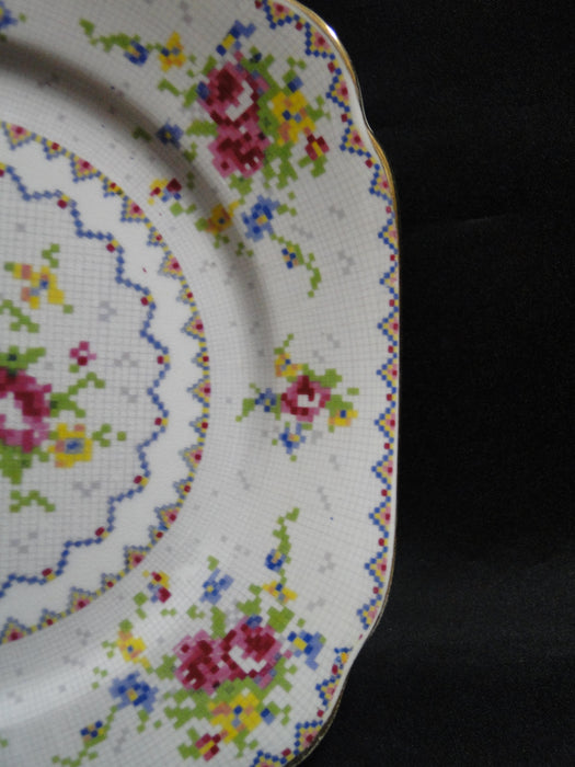 Royal Albert Petit Point, Floral Embroidery: Square Dessert Plate 6 3/4" Crazing